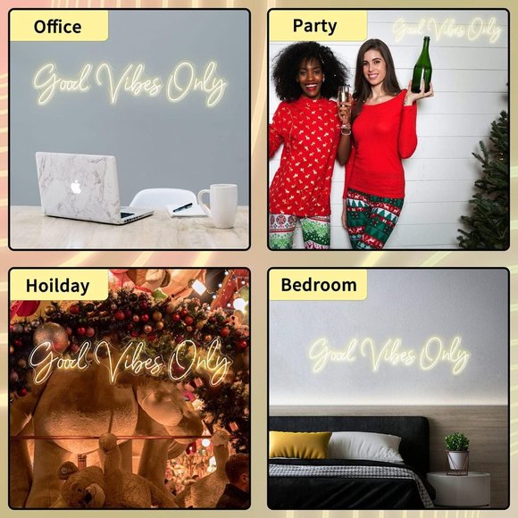 Large Good Vibes Only Neon Sign Wall Decorations - Picture 5 of 9